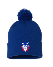 Load image into Gallery viewer, Albia Blue Demon Pom Pom Beanie