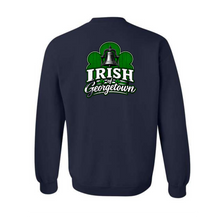 Load image into Gallery viewer, Georgetown God's Portion Day Gildan Crewneck Sweatshirt Small Chest Logo Big Back Logo
